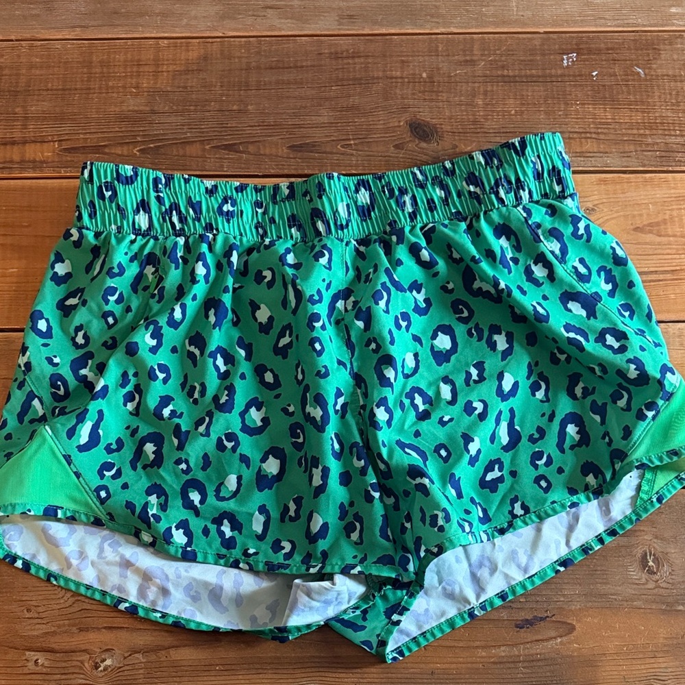 All in Motion Green Leopard Print Athletic Shorts
